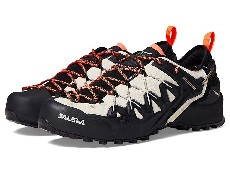 SALEWA Wildfire Edge GTX - Women's Shoes : Oatmeal/Black : With enhanced performance and a customized lacing system, the SALEWA Wildfire Edge GTX Climbing Shoes are perfect for your everyday hikes. Suede leather and microfiber upper. EVA with Ortholite footbed and midsole. Pull tab on the back for easy on and off. Waterproof and breathable membrane. Salewa's trademark 3F System connects the instep area of the boot with the sole and the heel. Round toe design. Pomoca Speed MTN Pro rubber outsole. Black Lace-up Climbing Sneakers, Breathable Leather Lace-up Trail Running Shoes, Leather Lace-up Trail Running Sneakers, Gore-tex Trail Running Shoes With Rubber Sole, Leather Lace-up Sneakers For Trail Running, Gore-tex Trail Running Shoes With Rubber Sole And Lace-up, Trail Running Shoes With Vibram Sole For Hiking, Lace-up Trail Running Shoes With Vibram Sole For Hiking, White Gore-tex Sneakers For Hiking