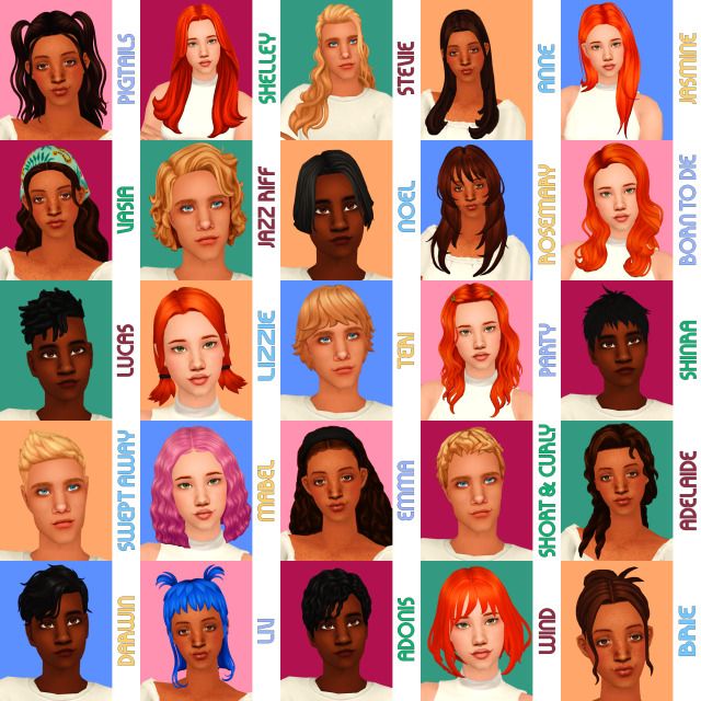 many different types of women's hair are shown in this image, with the names on