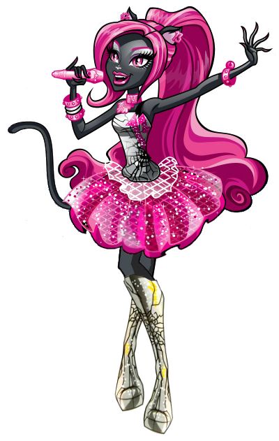 a drawing of a girl with pink hair and cat ears, holding a wand in her hand