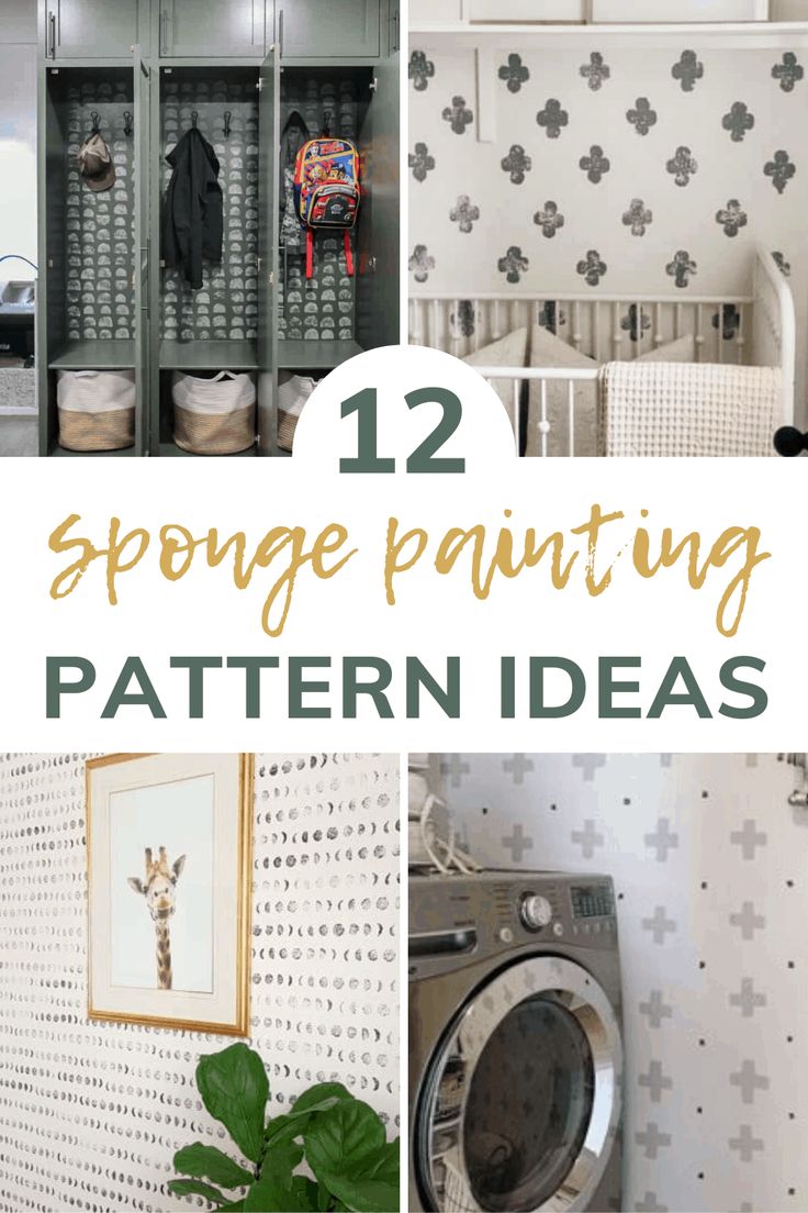 some pictures with the words 12 sponge painting pattern ideas on them and an image of a washer