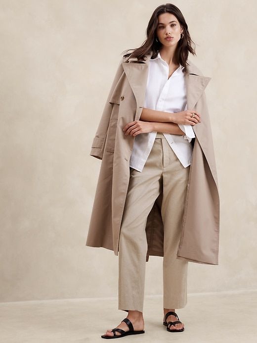 Linen-Blend Tuxedo Taper Pant | Banana Republic Factory Elegant Full Length Spring Outerwear, Tailored Full-length Elegant Outerwear, Elegant Solid Color Cotton Outerwear, Elegant Tailored Full-length Outerwear, Elegant Pants With Straight Hem For Fall, Elegant Cotton Pants For Winter, Elegant Straight Hem Pants For Fall, Elegant Cotton Bottoms For Fall, Elegant Winter Cotton Pants