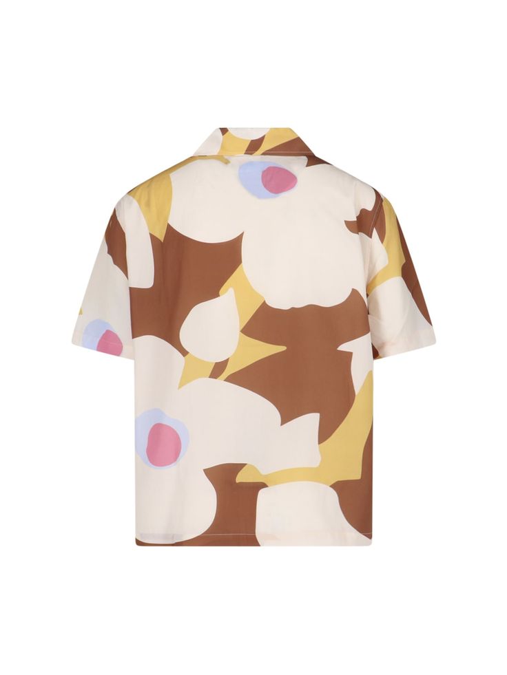 AWAKE NY 'Floral Camp' shirt in brown tencel with multi details, all-over floral print, classic collar, short sleeves, button closure, flat front pocket, straight hem. Composition: 100% Tencel Supreme Brand, Awake Ny, Investment Bags, Officine Creative, Burberry Hat, John Lobb, Prada Leather, Camp Shirt, Engineered Garments