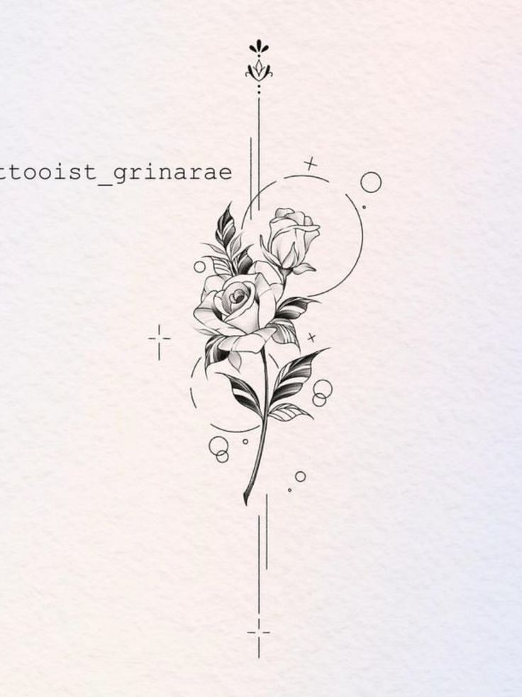 a black and white drawing of a rose with the words tattooist grimane on it