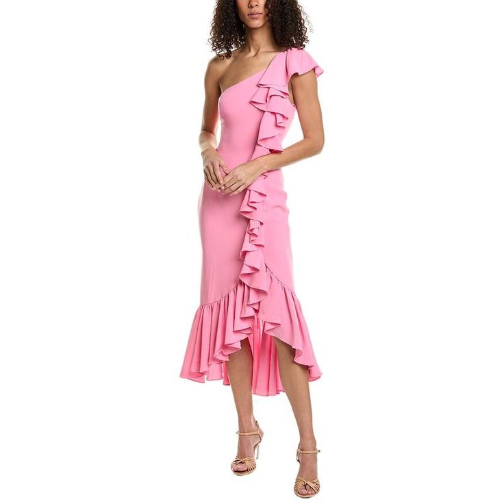 About The Brand: Modern, Feminine Apparel That Links Sophistication And Ease. Jovette Midi Dress In Flamingo With One-Shoulder Neckline, Ruffle Trim And Flounce Hem Approximately 52in From Shoulder To Hem Model Is 5'12 And Is Wearing A Size 4. Measurements May Vary Slightly By Size. Center Back Zipper With Hook-And-Eye Closure 69% Triacetate, 31% Polyester Lining: 100% Polyester Dry Clean Only Imported Spring One Shoulder Evening Dress For Gala, Spring One-shoulder Evening Dress For Gala, One-shoulder Evening Dress For Spring Gala, One Shoulder Evening Dress For Spring Gala, Feminine One-shoulder Midi Dress For Wedding, Spring Pink One-shoulder Evening Dress, Spring One-shoulder Pink Evening Dress, Pink One Shoulder Evening Dress For Spring, Pink One-shoulder Evening Dress For Spring