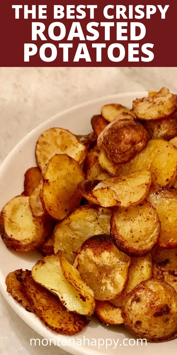 the best crispy roasted potatoes on a white plate