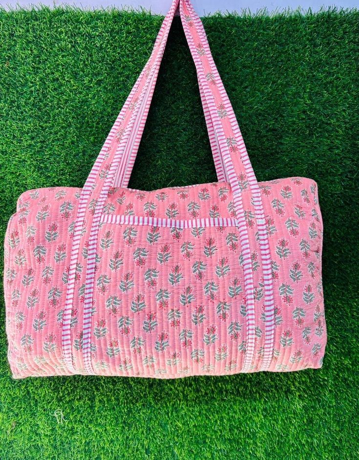 Cotton Quilted block print weekend bags 100% cotton fabric SIZE: medium : 16" x 8" x 8 " large : 18" x 9" x 9 Big Size :20" x 10" x 10" the bags feature two pockets each on the outside :Color : Assorted & We Have More Color please Send me massage  : Quilted Padding great for weekend getaways, beach trips and as carry on bags while travelling Ask me for custom orders, personalized pouches or wholesale CARE: Machine wash separately in cold water Carry On Bags, Cotton Travel Bag, Hand Luggage Bag, Weekend Duffle Bag, Large Toiletry Bag, Personalized Pouch, Weekend Bags, Hand Bags For Women, Overnight Travel Bag