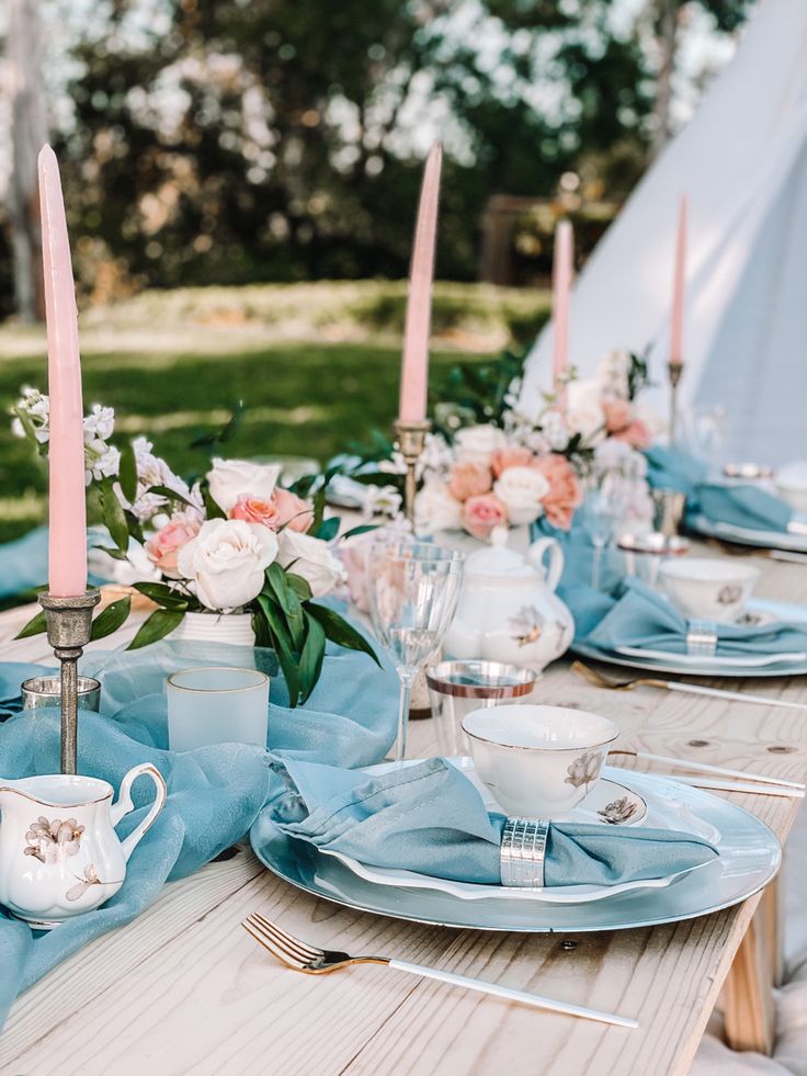 Cinderella inspired tea party Blue Tea Party Ideas, Dusty Blue Tea Party, Blue And Green Tea Party, Cinderella Tea Party Birthday, Cinderella Engagement Party, Pink And Blue Tea Party, Ocean Tea Party, Blue Tea Party Aesthetic, Cinderella Tablescape