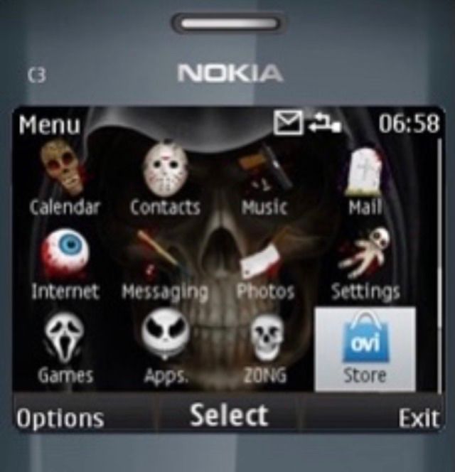 an image of a cell phone with icons on the screen and texting options displayed