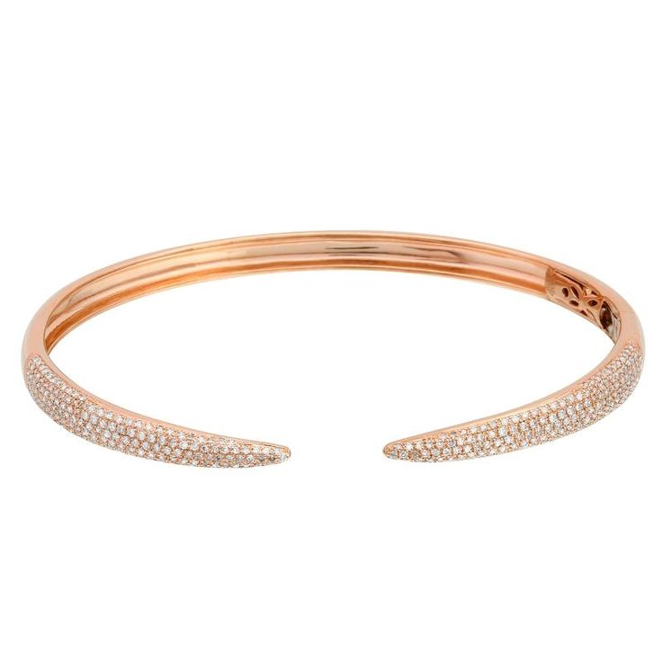 Show everyone your excellent taste when you wear the elegant Claw Cuff 14K Gold Diamond Bangle. The bangle bracelet features a cuff design and a stunning traditional high polish finish. Bangle bracelets have been a wonderful way to accessorize fine outfits for centuries, and this Claw Cuff 14K Gold Diamond Bangle will let you be the most sophisticated person in any room you enter Item is MADE TO ORDER & it may take 2-8 Weeks to Ship. Although our jewelers are timely in creating your item and Pave Bangle, Diamond Bangle Bracelet, The Bangles, Diamond Bangles Bracelet, Open Bangle, Star Bracelet, Diamond Bangle, Hinged Bangle, Rose Gold Diamonds