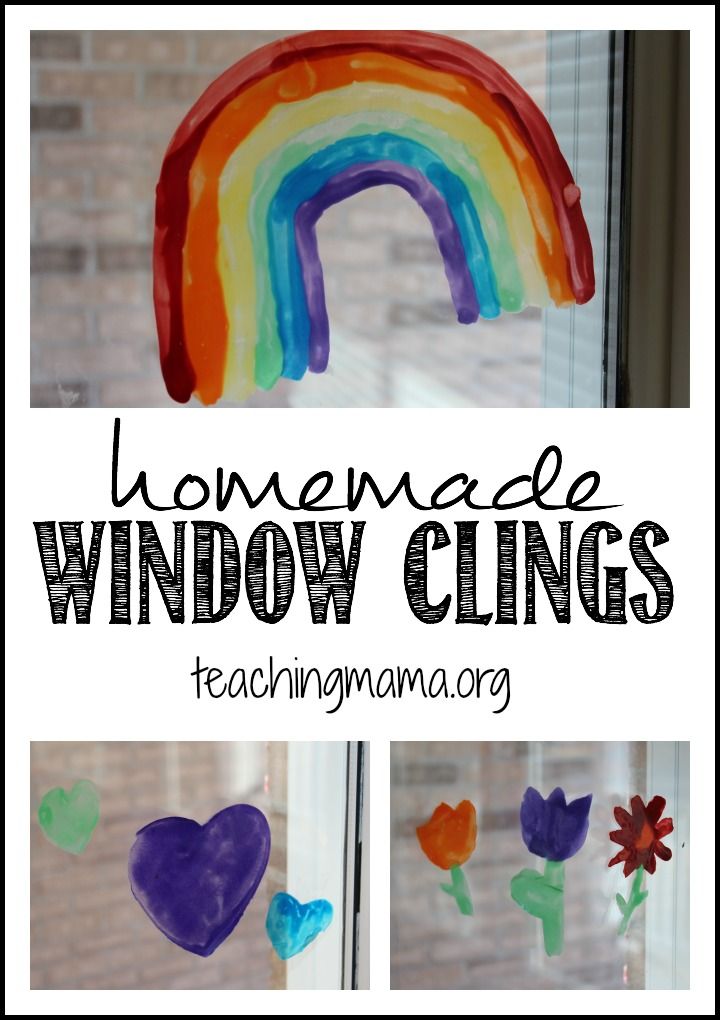 homemade window clings for kids to make with rainbows and flowers in the background