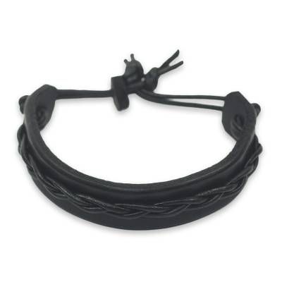 This simple but attractive bracelet for men is crafted by Gill Quarcoopome in Ghana. The artisan crafts the wristband from genuine black leather accented by a slender braided cord of leather. The casual bracelet is secured with a leather button clasp. Men's Leather Bracelet, Casual Bracelets, T Bag, Black Leather Bracelet, Bracelet Simple, Leather Ring, Wristband Bracelet, Mens Leather Bracelet, Bracelet Ideas