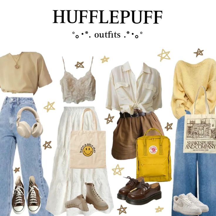 Hufflepuff Casual Outfit, Hufflepuff Outfits Aesthetic, Hufflepuff Clothes Aesthetic, Harry Potter Inspired Outfits Hufflepuff, Hufflepuff Outfit Aesthetic, Honeycore Aesthetic Outfits, Hufflepuff Aesthetic Outfits, Hufflepuff Inspired Outfits, Harry Potter World Outfit