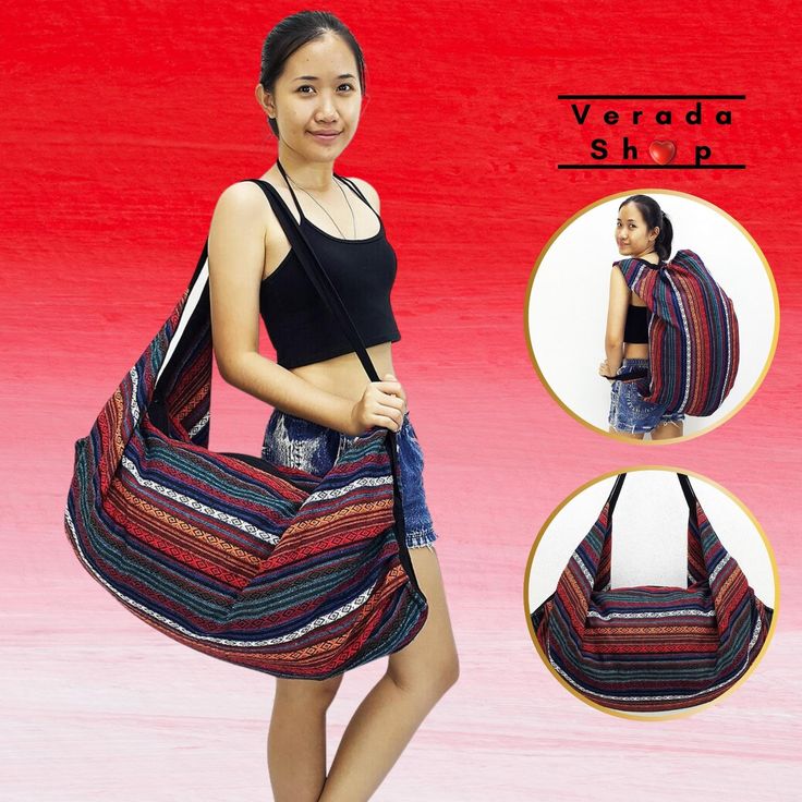 This bag made from beautiful woven cotton. This sturdy and durable bag is useful and big enough for all your daily essentials. The strap is long, it can be cross-body or sling over your shoulder. Material: Woven Cotton Color: Multi-Color 🎯Feature :  Shoulder bag style Backpack style  1 interior zipper pocket 📐Measurements: Top wide: zipper opening approx 18" Bottom wide:  29"  Height:  18"  Strap:  40" (from one side to the other side) (This is handmade bag, the measurement may be different sl Bohemian Canvas Bag With Adjustable Strap For Travel, Bohemian Canvas Travel Bag With Adjustable Strap, Festival Satchel Bag With Adjustable Strap, Festival Satchel With Adjustable Strap, Bohemian Bucket Bag Backpack For Everyday Use, Bohemian Style Backpack Bucket Bag For Everyday Use, Bohemian Hobo Pouch Bag For Travel, Bohemian Bucket Backpack For Everyday Use, Bohemian Shoulder Bag With Removable Pouch For Travel