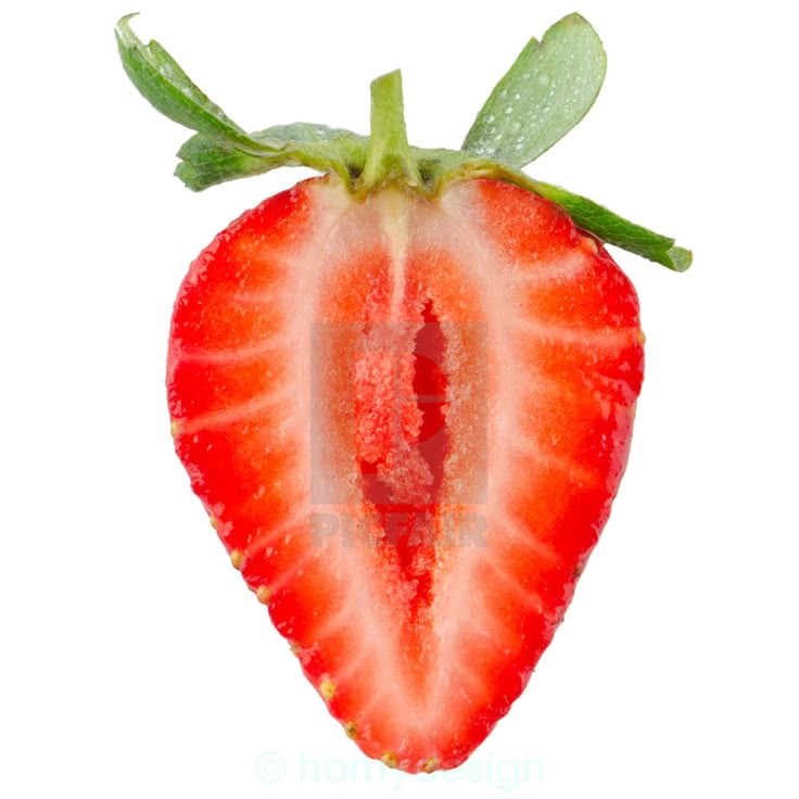 a close up of a strawberry on a white background