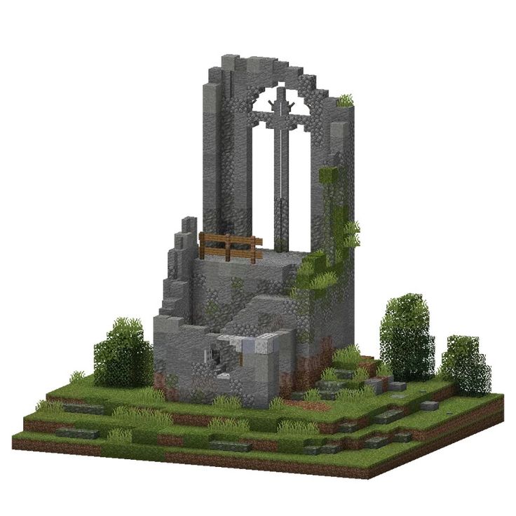 an image of a castle made out of lego blocks and grass with trees around it