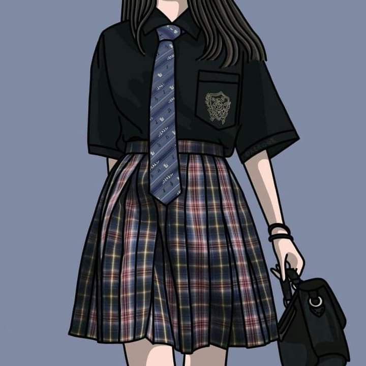 a girl in a school uniform is holding a handbag