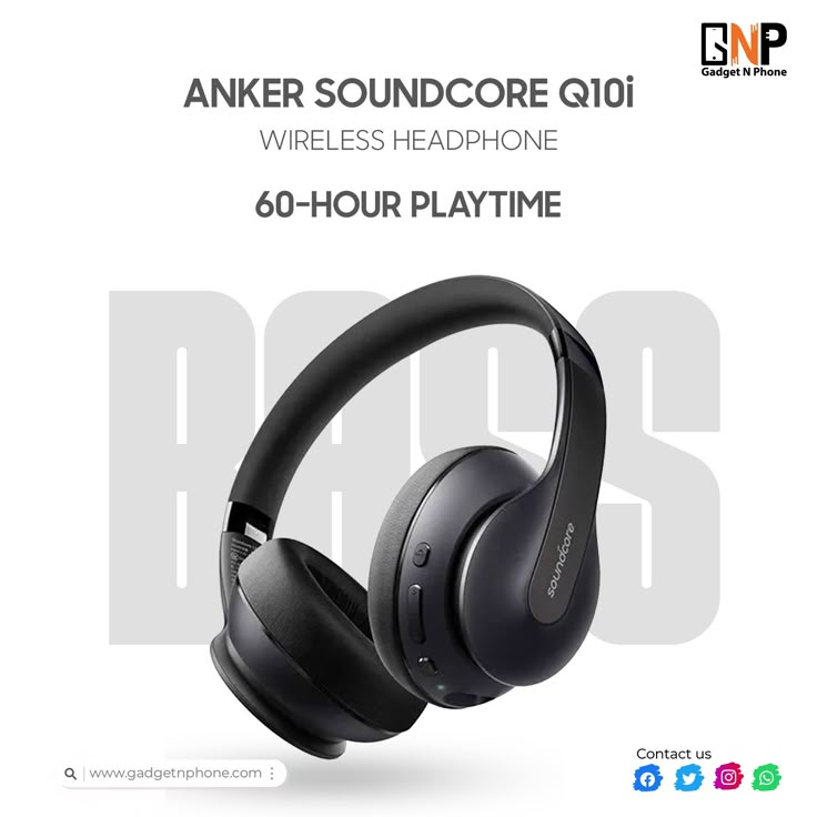 anker soundcorre q10i wireless headphone 60 - hour playtime