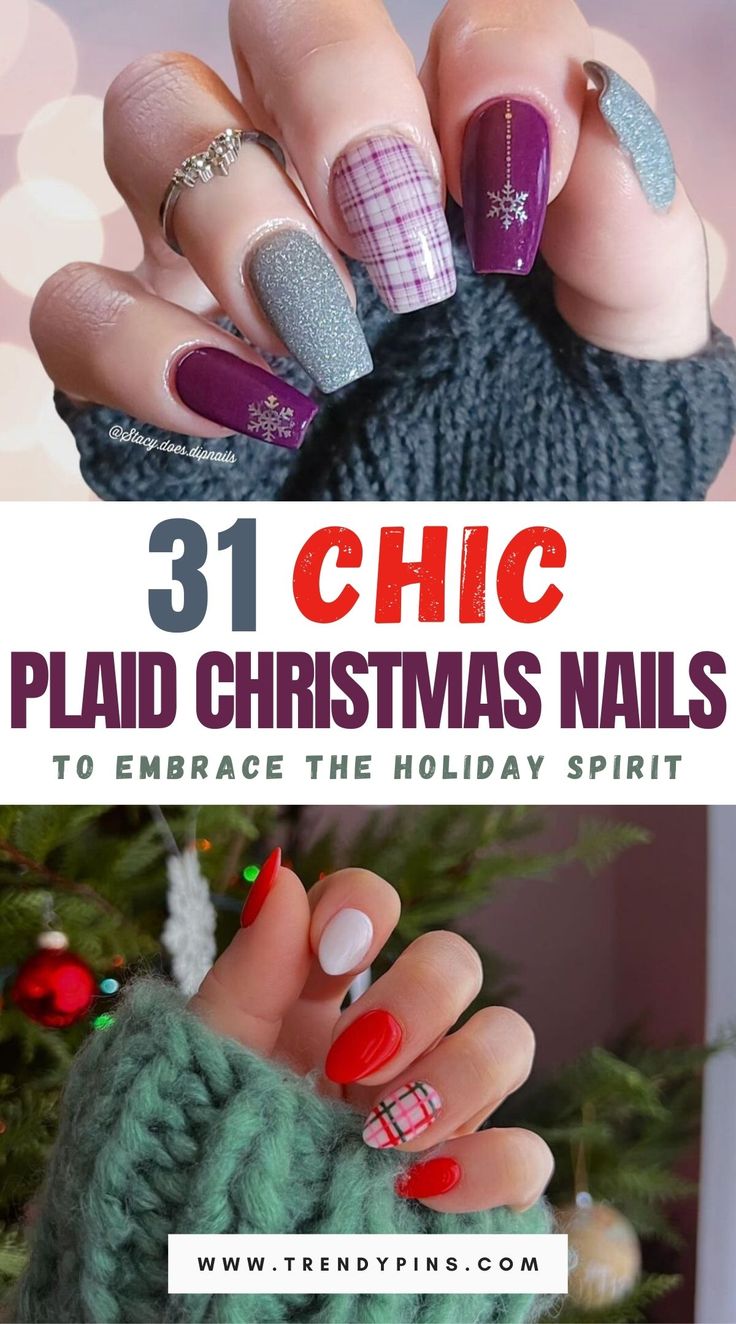 31 Stylish Plaid Christmas Nails For A Cozy Holiday Look Christmas Nails Ideas 2 Xmas Plaid Nails, Tartan Plaid Nails, Easy Plaid Nails, Plaid Christmas Nail Designs, Christmas Flannel Nails, Pink Plaid Nail Designs, Christmas Plaid Nails Design, Christmas Checkered Nails, Red And Green Plaid Nails