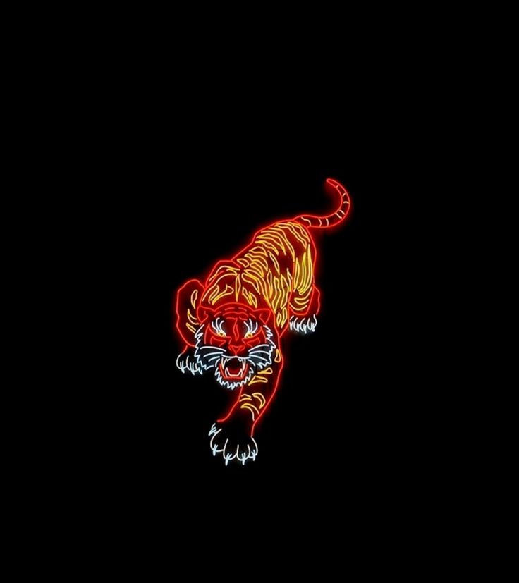 an image of a neon tiger in the dark