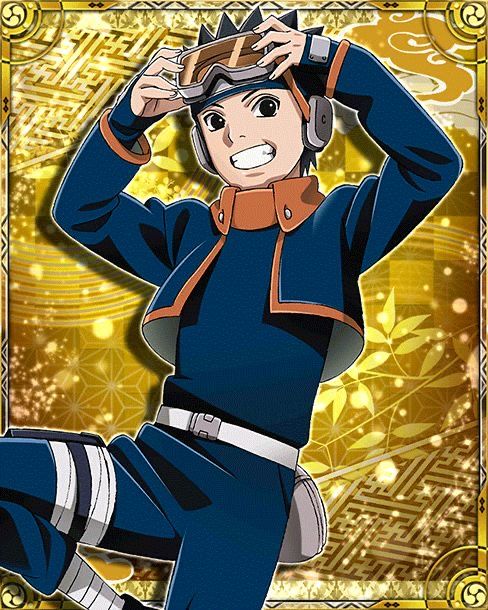 an anime character is posing with his head in the air and wearing a blue uniform