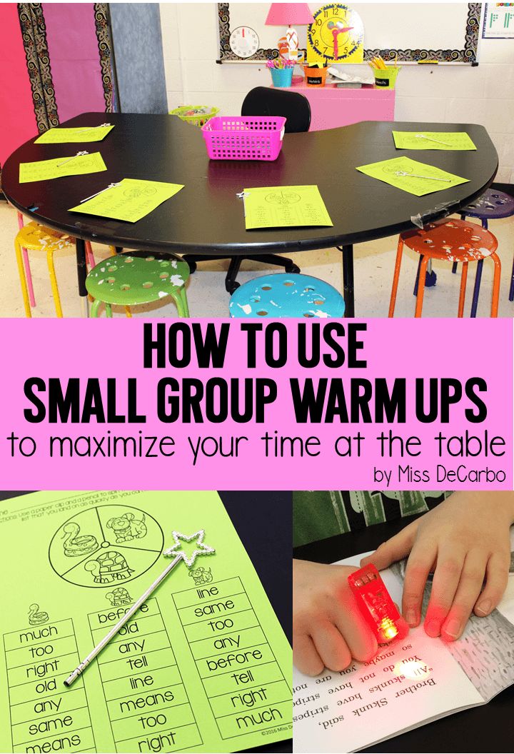 small group warm ups to organize your time at the table for students and parents alike