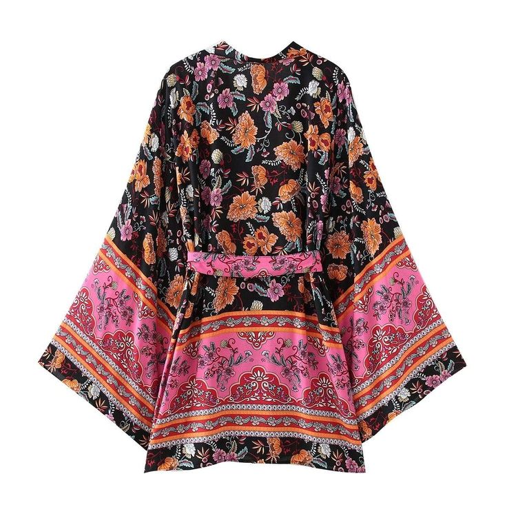 Boho Kimono Cardigan, Belt Kimono, Boho Robes, Short Kimono Robe, Elegant Kimono, Floral Belt, Summer Wind, Kimono Floral, Kimono Shirt