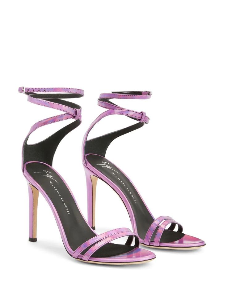 Giuseppe Zanotti Catia 105mm Leather Sandals - Farfetch Boot Jewelry, Boot Bag, Ankle Straps, Pink Leather, Metal Buckles, Giuseppe Zanotti, Women's Pumps, Leather Sandals, Heeled Boots