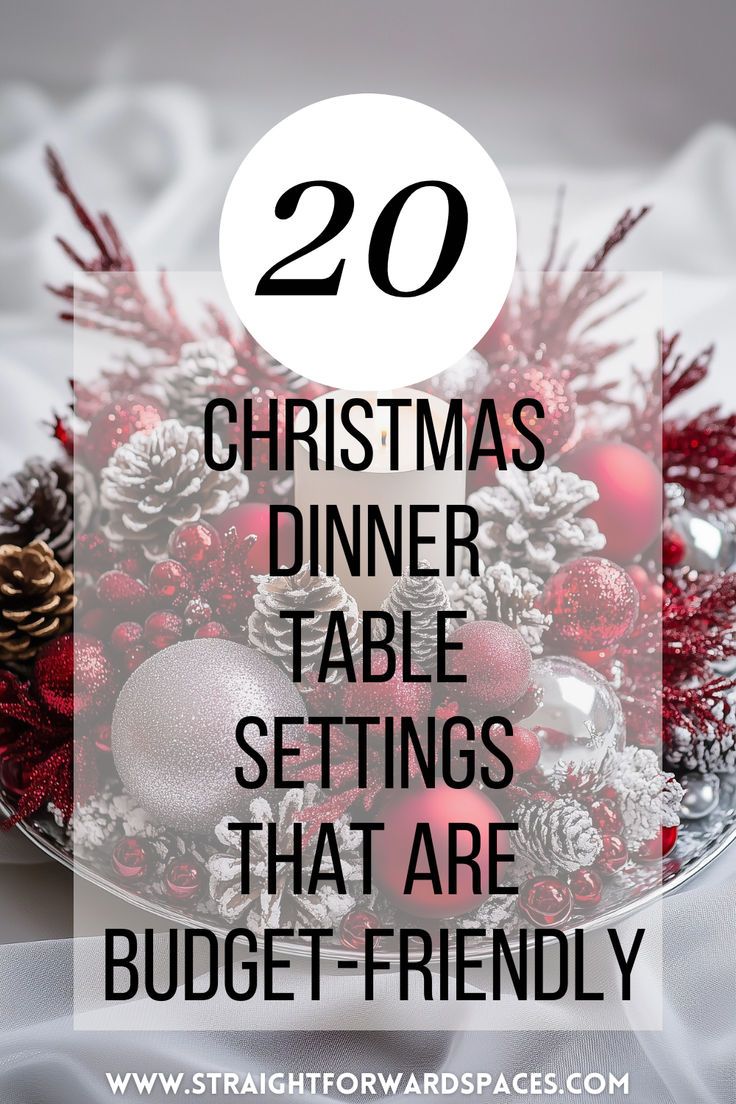 a budget-friendly christmas dinner table setting with festive accents. Silver And Gold Christmas Dining Table, Table Settings For Christmas Dinner, Table Set Up For Christmas Dinner, Small Xmas Table Decorations, Table Setting For Christmas Party, Setting Christmas Dinner Table, Set Up Table For Christmas, Decorating Ideas For Christmas Table, Christmas Table Diy Ideas