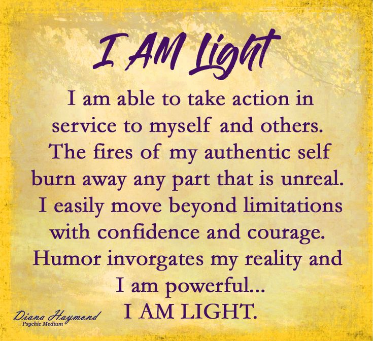 a poem written in purple and yellow with the words i am light