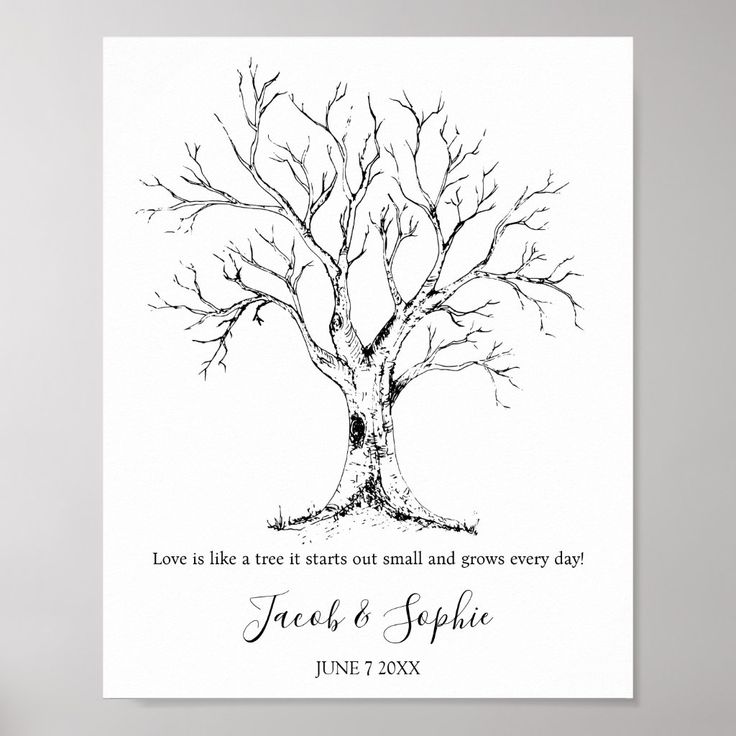 a black and white tree with the words love is like a tree it starts out small and grows every day