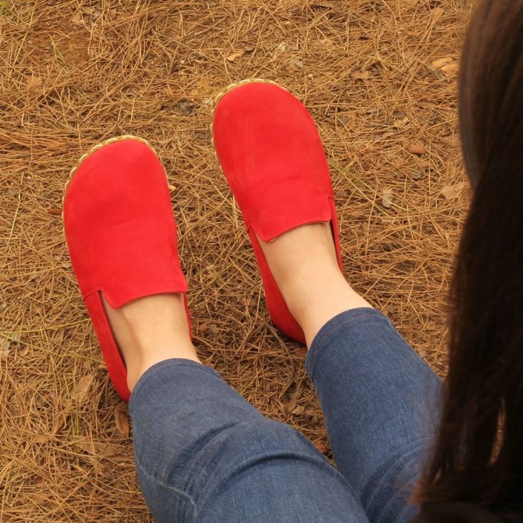 Handmade Red Nubuck Barefoot Leather Shoes: Experience comfort and style fused in these artisan-crafted essentials. Red Suede Slip-on Moccasins, Red Suede Slip-on Loafers, Suede Loafers With Red Sole And Round Toe, Red Slip-on Leather Shoes With Rubber Sole, Red Leather Slip-on Shoes With Rubber Sole, Red Slip-on Moccasins With Rubber Sole, Red Plain Toe Moccasins With Rubber Sole, Red Moccasins With Rubber Sole, Comfortable Suede Leather Shoes With Leather Sole