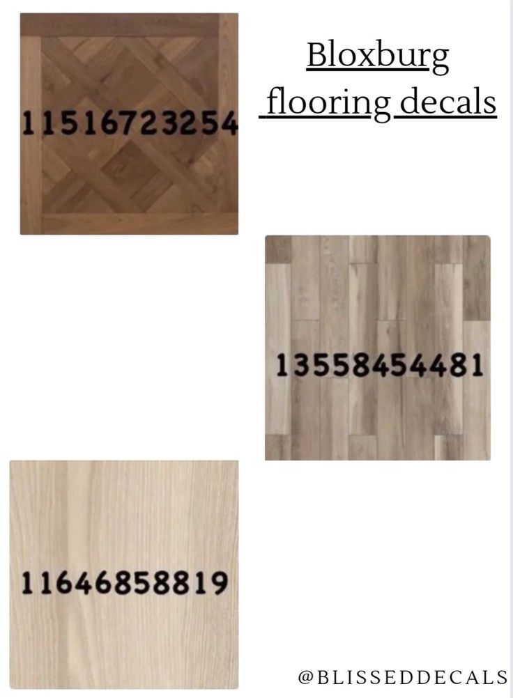 four different types of flooring with numbers on them and the names in each one