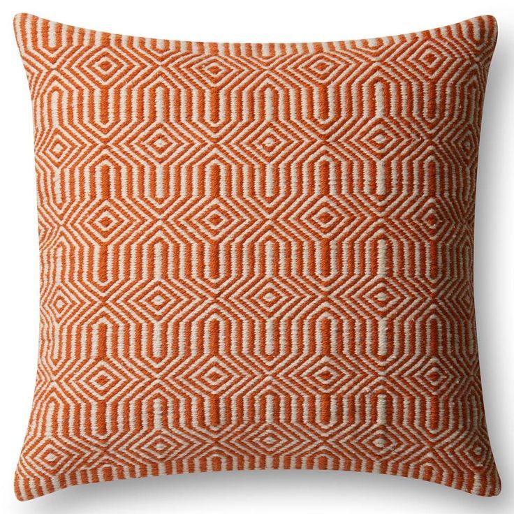 Loloi Inout Modern Classic Orange Patterned Down Outdoor Throw Pillow - 22x22 Loloi Pillows, Orange Outdoor Pillows, Ivory Pillow, Modern Throw Pillows, Outdoor Pillow Covers, Loloi Rugs, Decor Pillows, Indoor Outdoor Pillows, Burke Decor