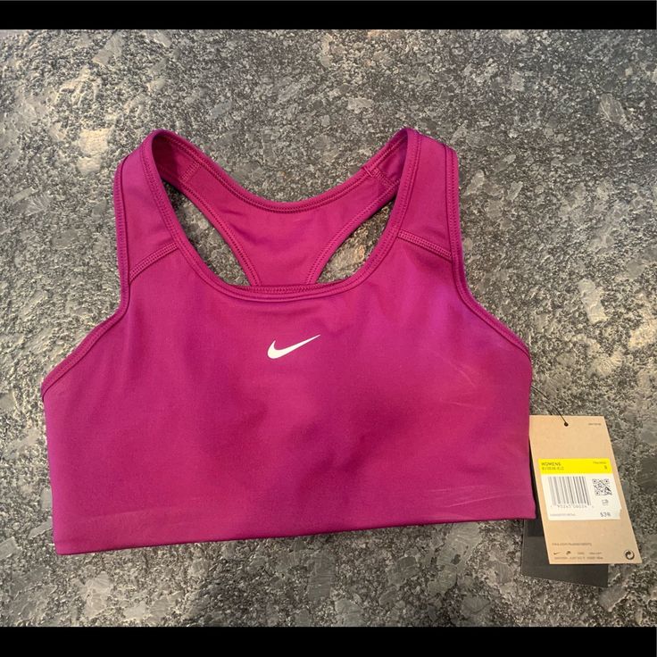 Nwt Nike Sports Bra- Medium Support With Built In Cups. Runs Small (I’m Generally A 34b And This Is Tighter Than I Like) Color Is Between A Purple And Pink. Purple Stretch Activewear For Sports Season, Purple Athleisure Activewear For Sports Season, Purple Activewear For Training, Purple Activewear For Training And Sports Season, Fitted Purple Sports Bra With Light Support, Purple Fitted Sports Bra For Training, Fitted Purple Sports Bra For Training, Purple Moisture-wicking Activewear For Sports Events, Purple Sporty Activewear For Sports Season