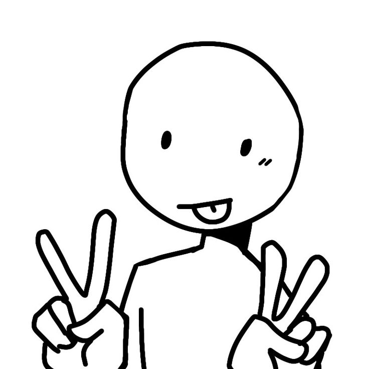 a drawing of a person giving the peace sign with one hand and two fingers up