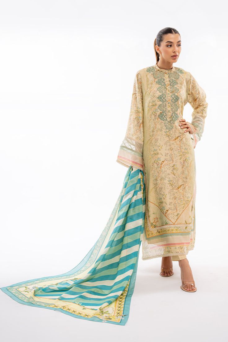 Giti Designer Green Salwar Kameez With Naqshi, Traditional Green Naqshi Dress, Traditional Green Dress With Naqshi Detailing, Elegant Green Salwar Kameez With Naqshi Details, Green Naqshi Salwar Kameez Straight Kurta, Semi-stitched Naqshi Raw Silk Lawn Suit, Green Salwar Kameez With Naqshi On Straight Kurta, Green Chanderi Salwar Kameez With Naqshi, Green Straight Kurta Salwar Kameez With Naqshi