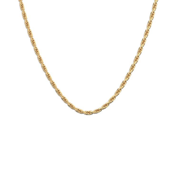 The vintage-inspired rope chain adds an exquisite touch to your chosen pendant, enhancing its elegance. It can also be worn alone for a refined and timeless look. 18k Gold Vermeil: With its substantial layer of 18k solid gold on sterling silver, 18k Gold Vermeil is not the typical gold plating. It ensures exceptional durability and provides the same appearance, touch, and quality as pure gold at a fraction of the cost. Classic Rope Chain Necklaces As Gift, Classic Rope Chain Link Necklace For Gift, Classic Rope Chain Necklaces For Gifts, Elegant Rope Chain Necklace For Gift, Elegant Rope Chain Link Necklace As Gift, Elegant Gold Plated Rope Chain Necklace, Classic Everyday Rope Chain Jewelry, Elegant 14k Gold Rope Chain Necklace For Formal Occasions, Gold Rope Chain Necklace With Figaro Style