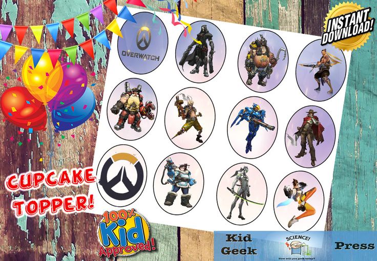 Overwatch Cupcake Topper for birthday parties by KidGeekPress Overwatch Birthday, 15th Birthday, Cupcake Topper, Boy Party, Goodie Bags, Cool Diy, 5th Birthday, Overwatch, Cupcake Toppers