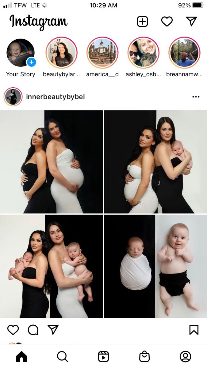 the instagram page shows photos of pregnant women and their babies