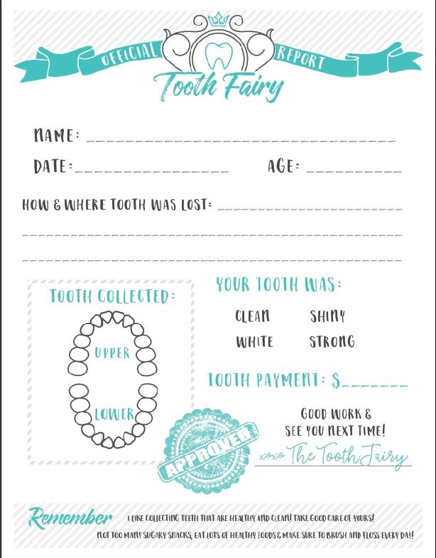 tooth fairy certificate with teeth on it