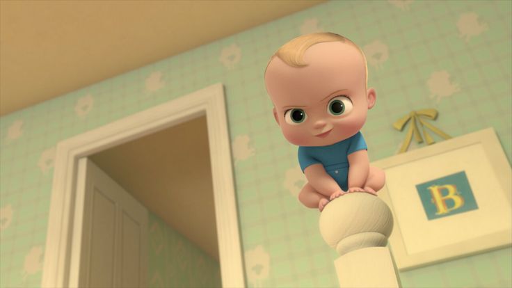 an animated baby sitting on top of a pole