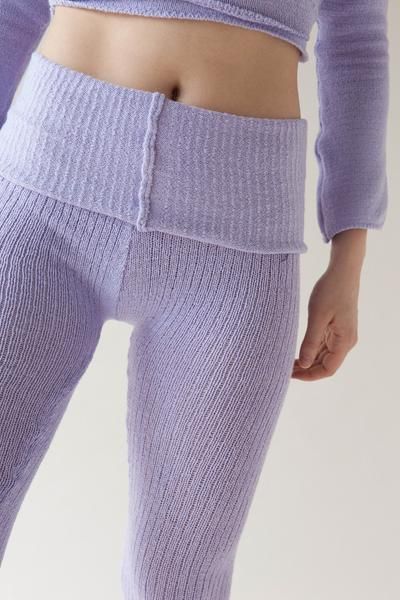 Mock Rib Roll Waist Cotton Leggings Cozy Fitted Solid Color Leggings, Fitted Cozy Leggings, Fitted Knit Pants For Spring, Cozy Fitted Full Length Pants, Spring Fitted Knit Pants, Cozy Fitted Full-length Pants, Tight Loungewear Bottoms With Ribbed Waistband, Cozy Full-length Fitted Pants, Tight Fit Bottoms With Ribbed Waistband For Loungewear