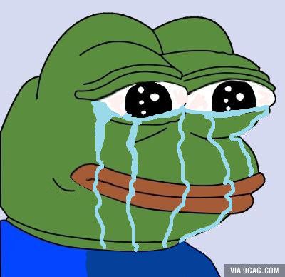 an image of a frog crying with caption that reads, when she says she likes black guys but you mexican and she mexican too