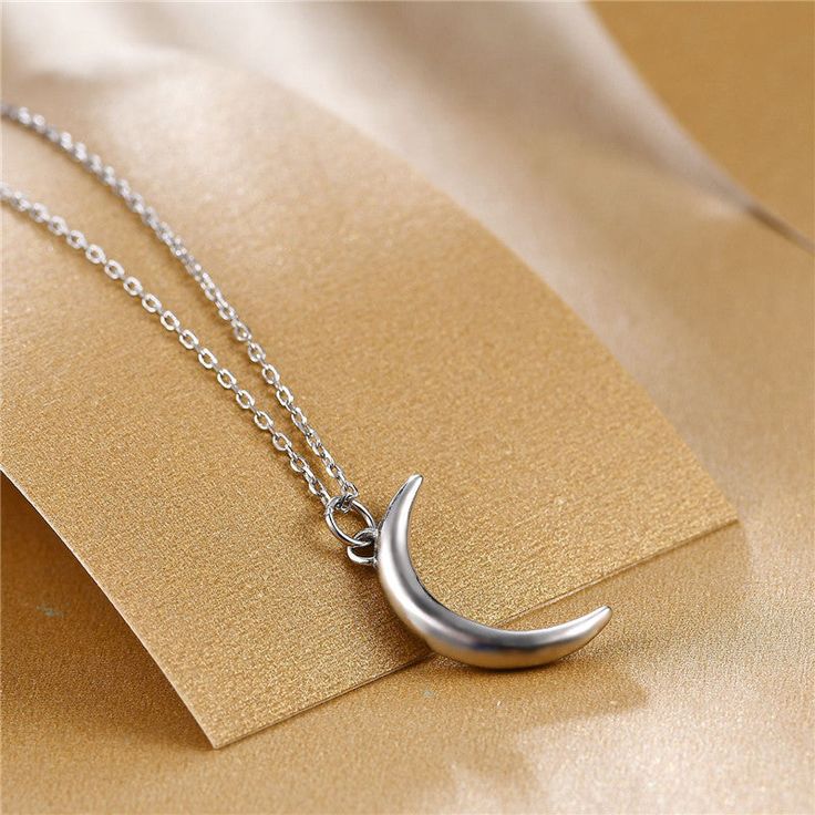 Crescent Moon Necklace-Ringified Jewelry Crescent Moon Design, Crescent Moon Necklace Silver, Moon Necklace Silver, Necklace Moon, Silver Jewelry Necklace, Crescent Moon Necklace, Silver Moon, Moon Design, Moon Necklace