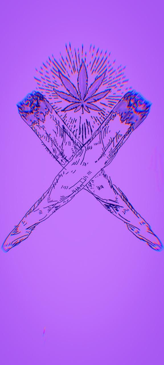 an artistic drawing of a cross on a purple background