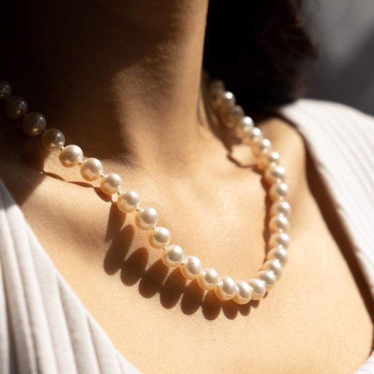 Fresh water pearls from the South China Sea with 14K gold plated finishing. Handmade with ♡ in Chicago, IL 17” Chain Classic Akoya Pearl Necklace For Everyday, Classic Pearl White Necklaces With Pearl Chain, Classic Yellow Gold Beaded Necklaces, Timeless Everyday Pearl Necklaces, Classic Single Strand Beaded Necklaces, Classic Pearl White Necklaces For Everyday, Classic Single Strand Beaded Necklace For Everyday, Classic Round Pearl Necklace For Everyday, White High Luster Pearl Necklaces