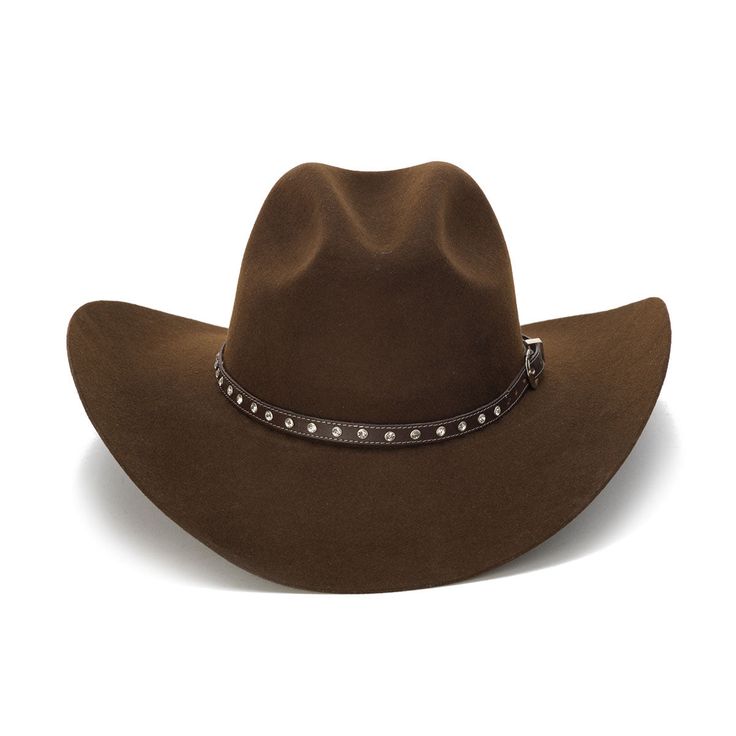 The MAYBELLE Stampede Collection brings classic style and elegance to the wild, western lifestyle. Crafted from genuine leather, this hat is detailed with mini studs and a metal strap for added flare. For comfort and durability, the hat is lined with wool felt, a 4 inch brim providing the perfect amount of sun protection and style. Western Lifestyle, Mini Studs, Metal Straps, The Wild, Wool Felt, Sun Protection, Classic Style, 4 Inch, Genuine Leather