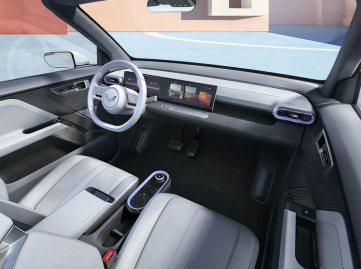 the interior of a modern car with leather seats