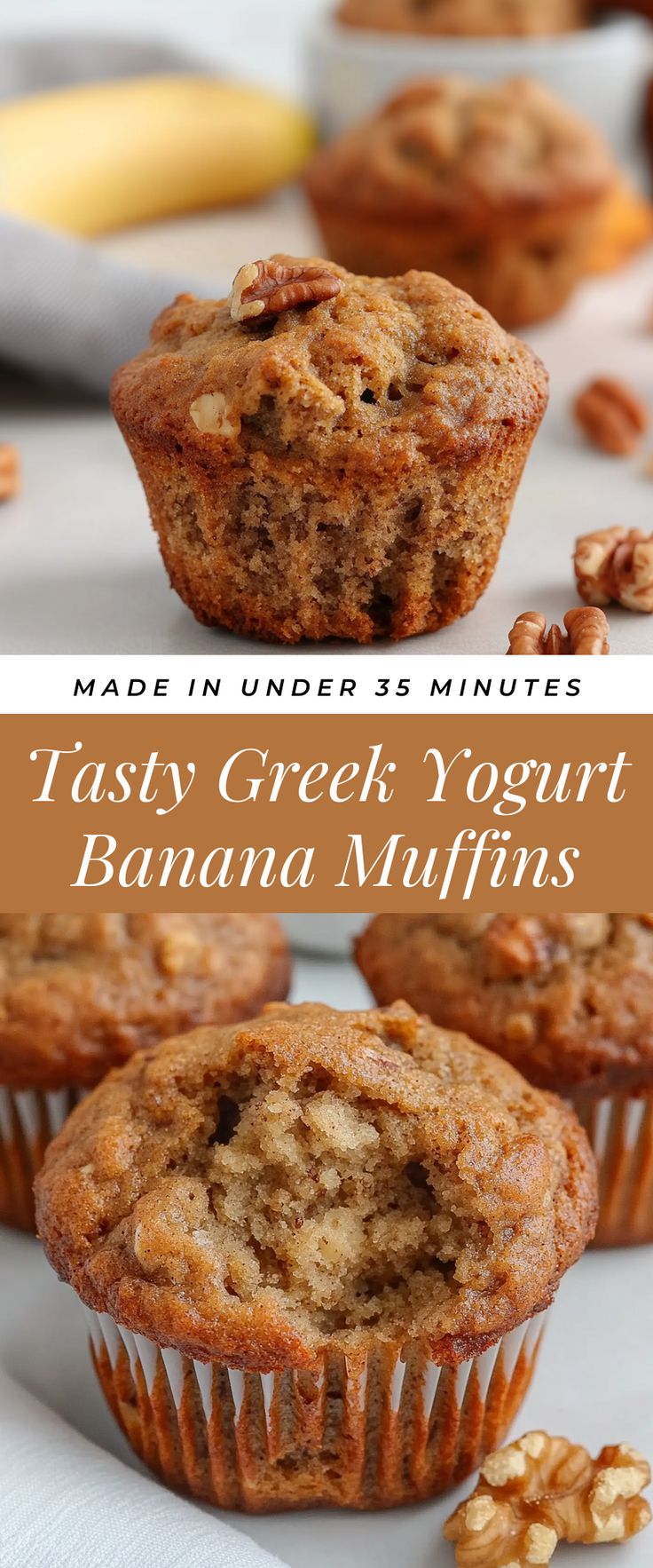 Image for Tasty Greek Yogurt Banana Muffins How To Make Protein Muffins, Healthy Recipes Greek Yogurt, Muffins Using Yogurt, Recipe Using Plain Greek Yogurt, Things To Make With Vanilla Greek Yogurt, Healthy Peach Muffins Greek Yogurt, What To Add To Greek Yogurt, Whipped Greek Yogurt Dessert, How To Eat Greek Yogurt