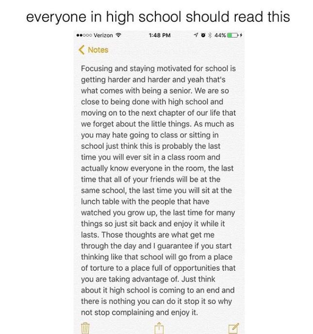 the text on this page says everyone in high school should read this